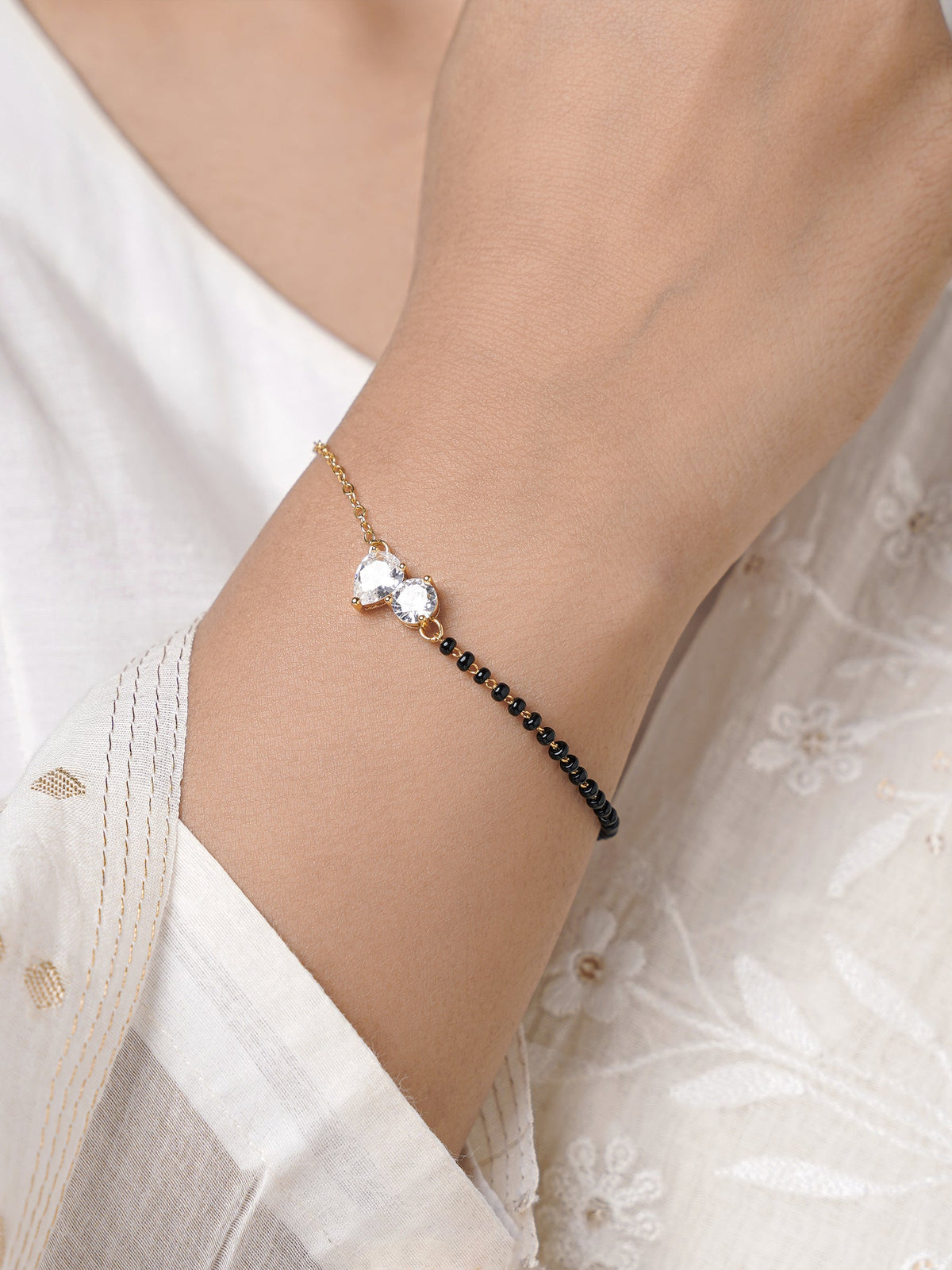 Saanvi Dual Diamond Solitaire 14K Gold Plated Mangalsutra Bracelet