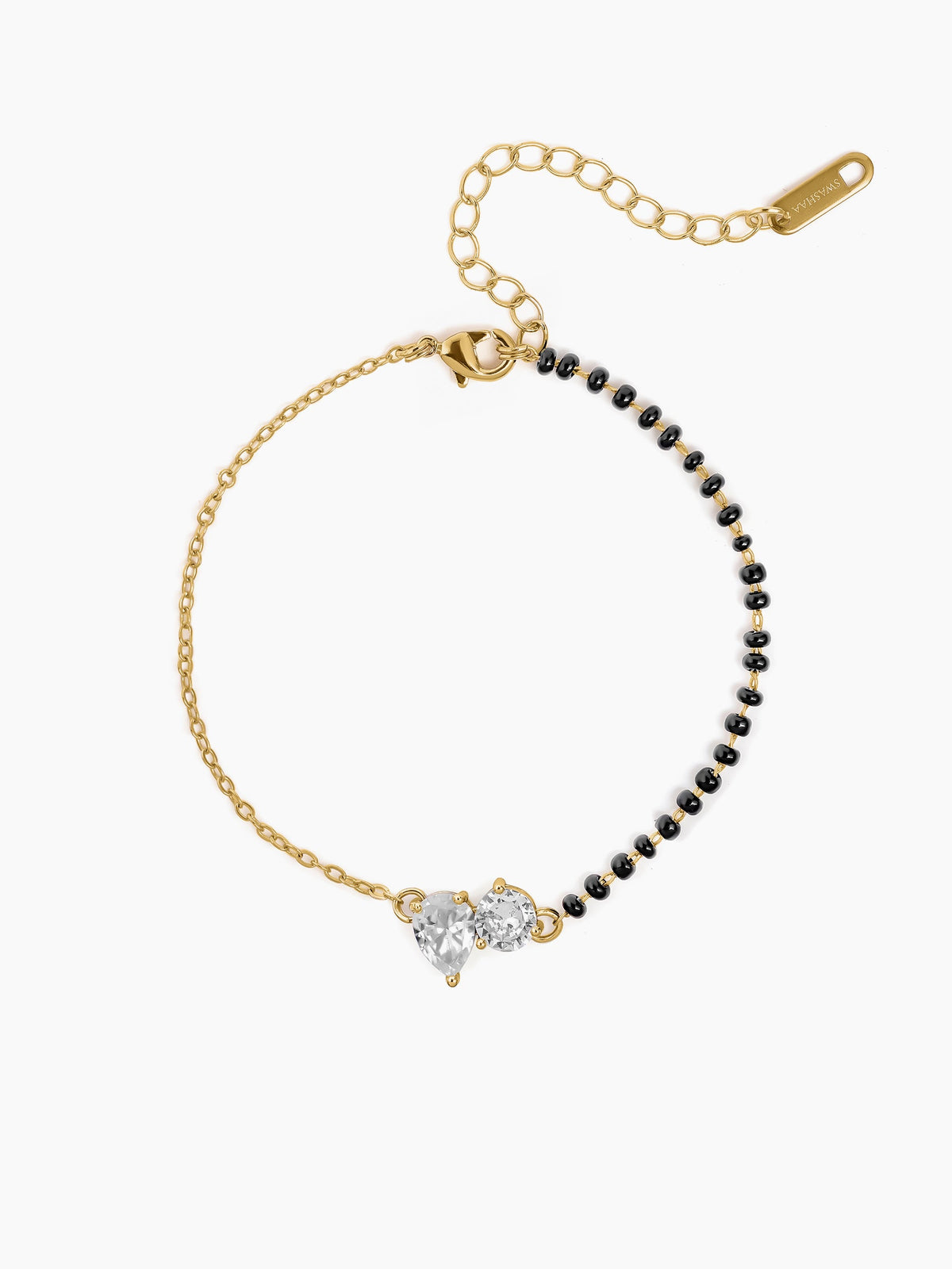 Saanvi Dual Diamond Solitaire 14K Gold Plated Mangalsutra Bracelet