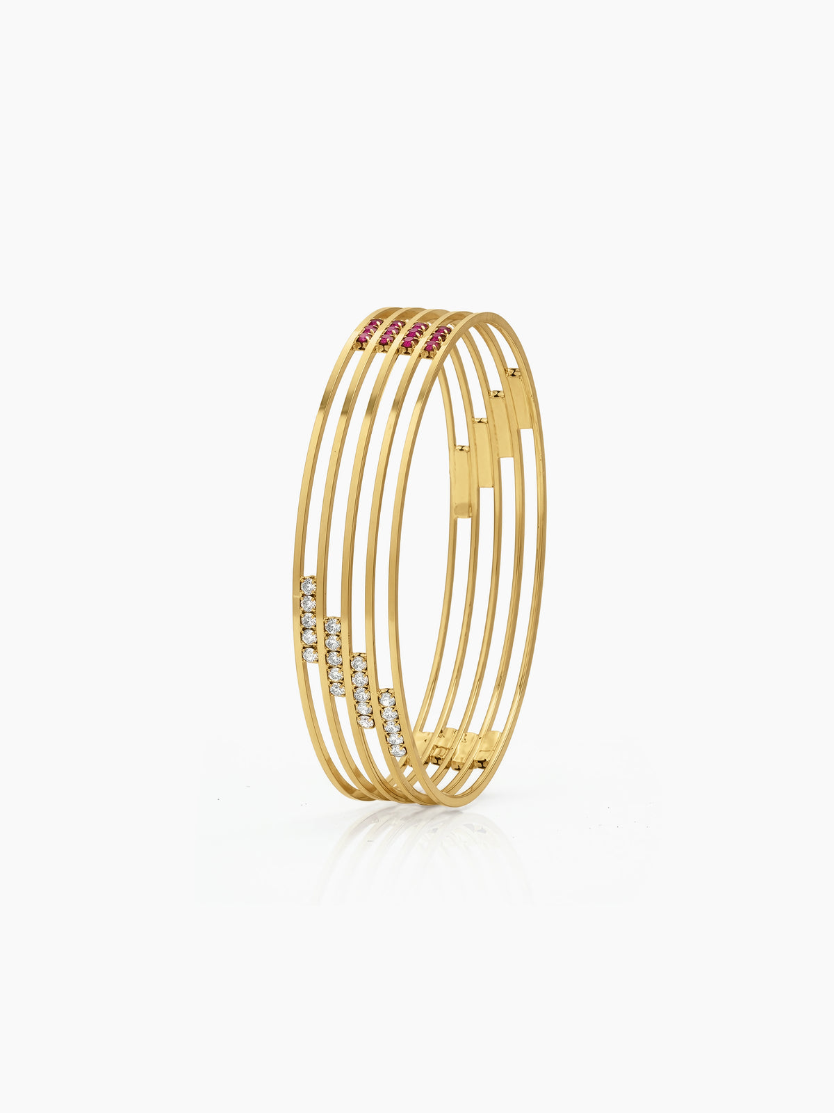 Saanvika Multi-Line Diamond Gold Set Of 2 Women's 2/4, 2/6, 2/8 Bangles