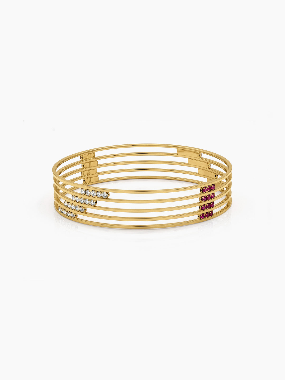 Saanvika Multi-Line Diamond Gold Set Of 2 Women's 2/4, 2/6, 2/8 Bangles