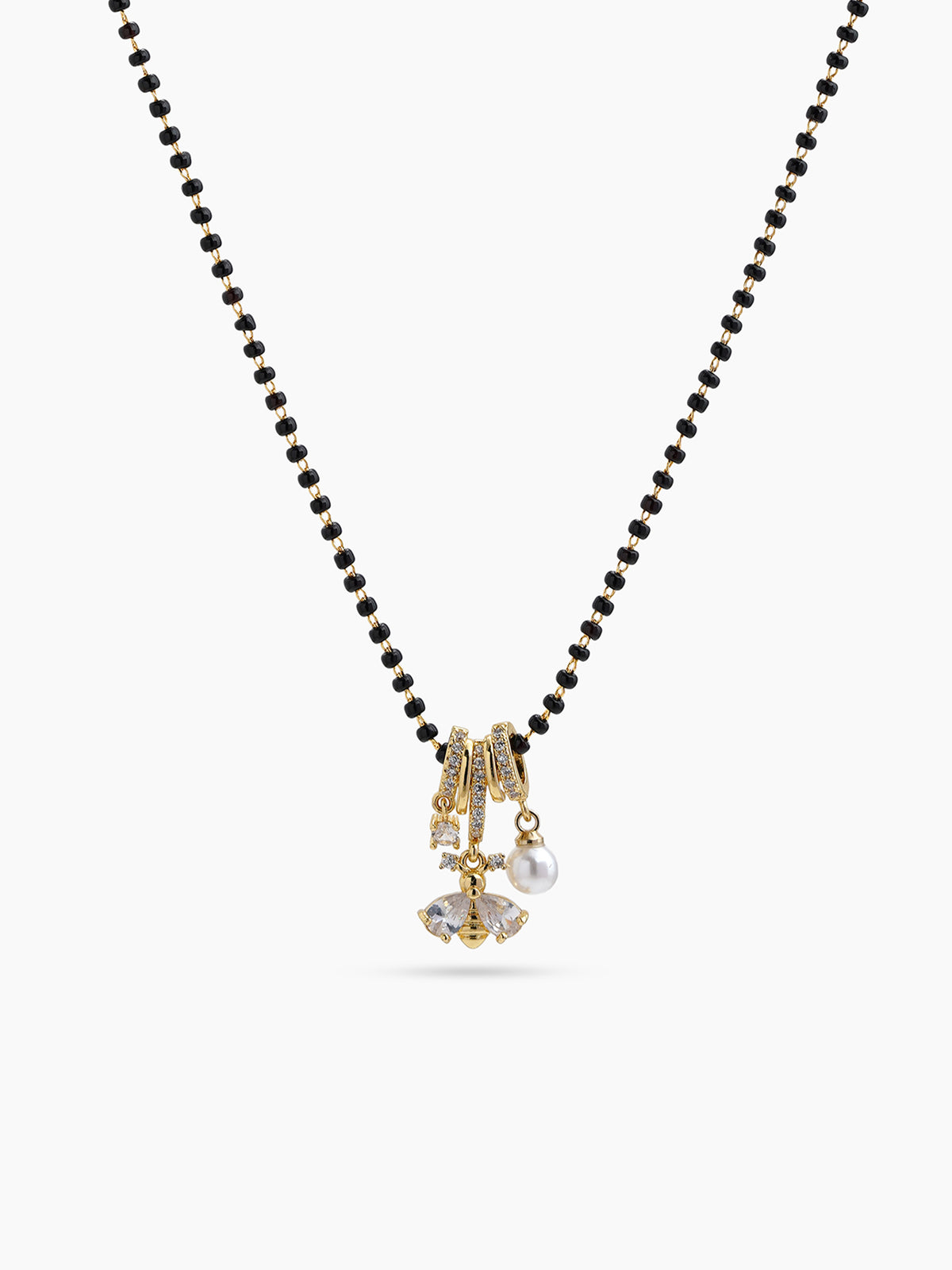 Shanaya Diamond Pearl Charm 18K Gold Plated Women's Mangalsutra Necklace