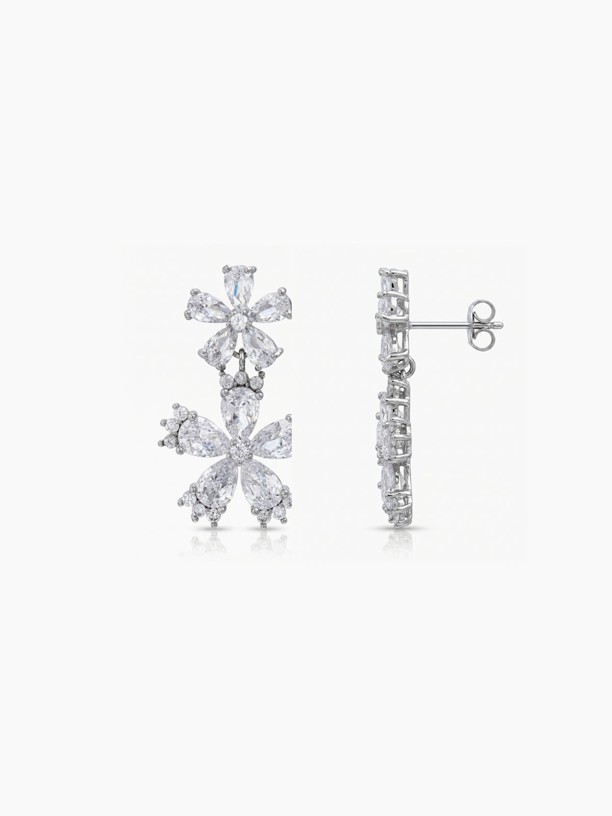 Shivani Floral Diamond Silver Women's Jewelry Set Of 2 - Necklace & Earrings