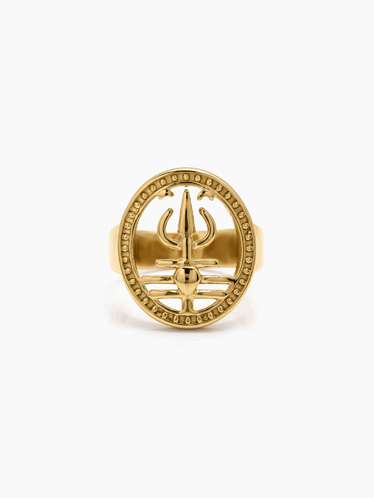 Shivora Shiv Trishul Gold Men's Ring