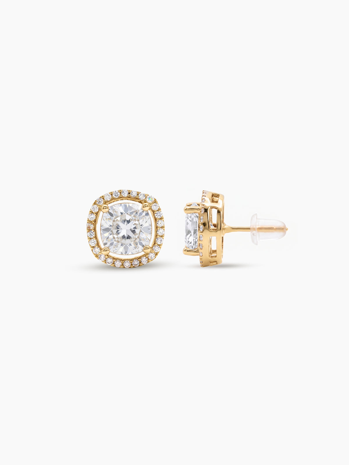 Shloka Solitaire Halo Gold Women's Stud Earrings