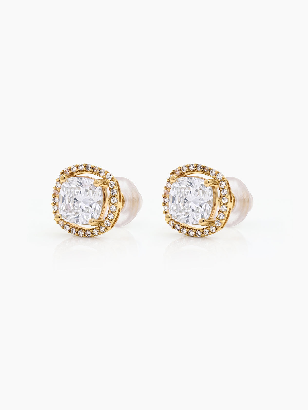 Shloka Solitaire Halo Gold Women's Stud Earrings