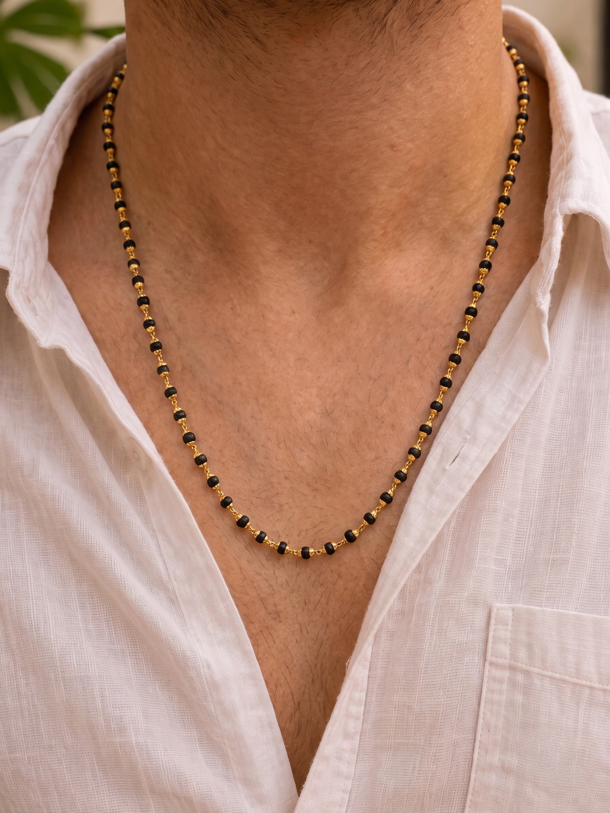 Shridhar Black Tulsi Mala Gold Men's Chain