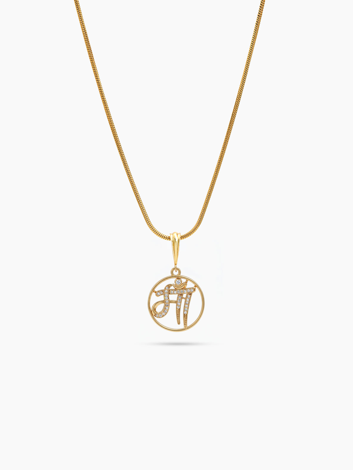 Snehit Maa Diamond Gold Men's Round Snake Chain Pendant Necklaces
