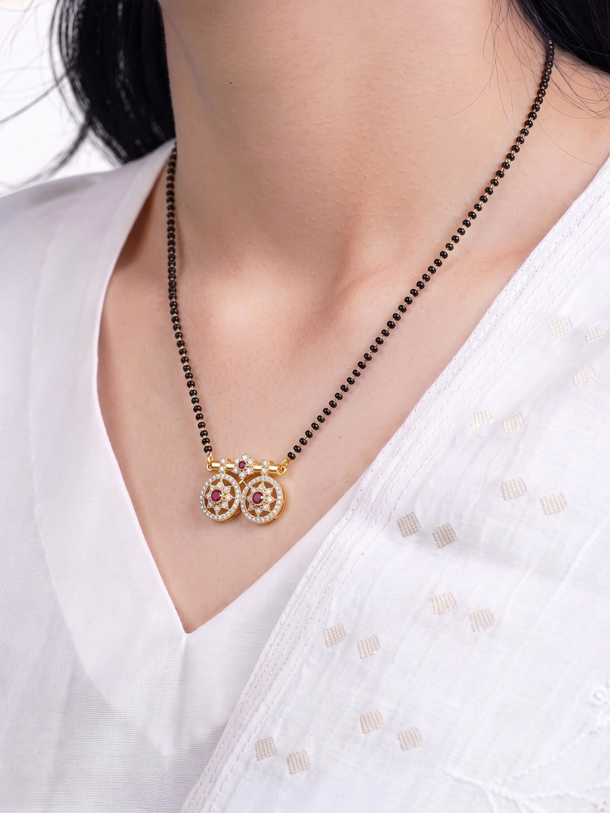 Suman Chakra Diamond Bond Gold Women's Mangalsutra Necklace