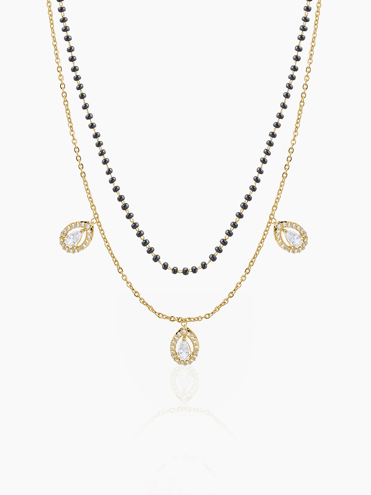 Tia Teardrop Diamonds Double Layered 18K Gold Plated Mangalsutra