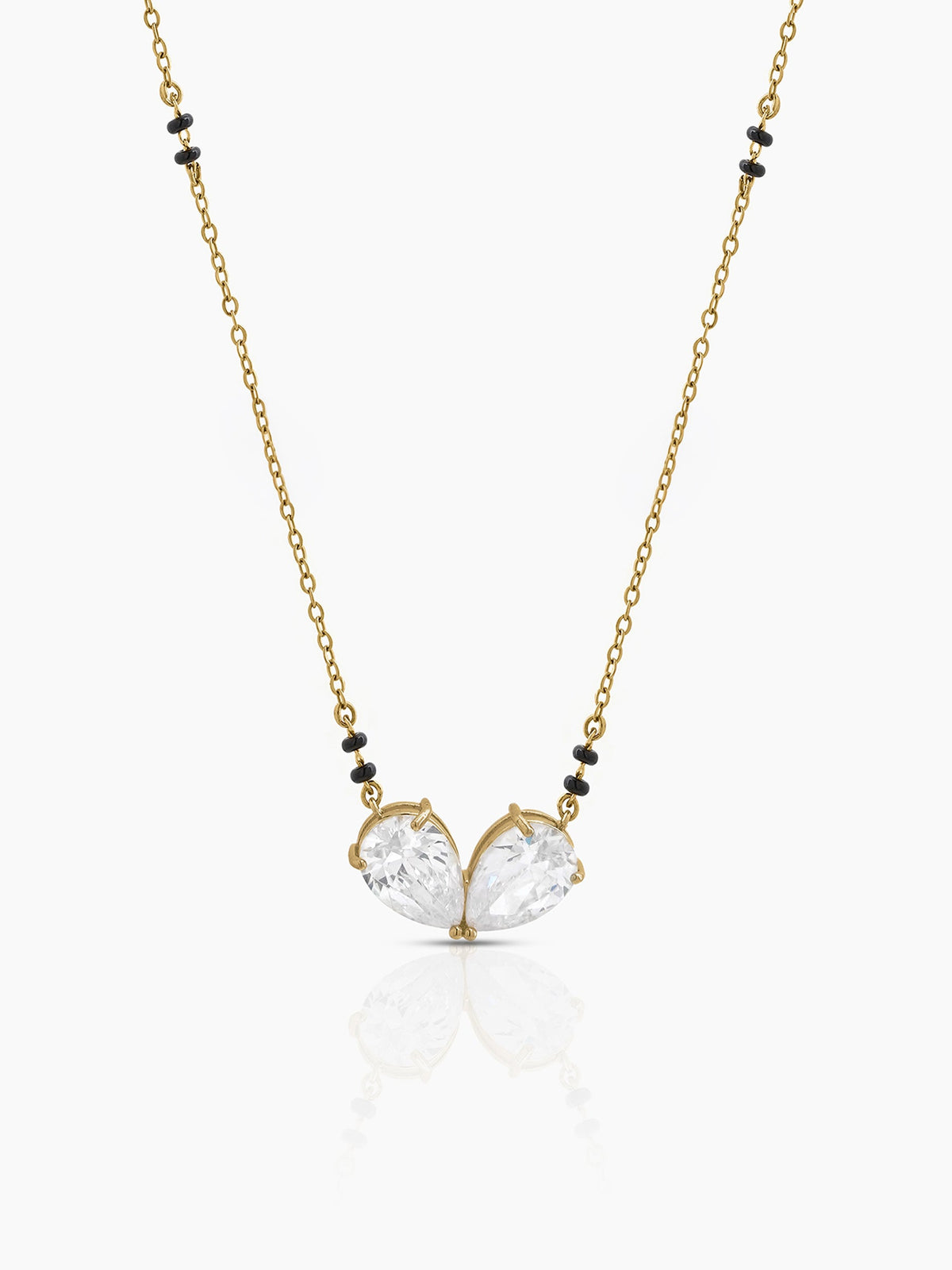 Tisha Solitaire Twin Pear Mangalsutra - Swashaa