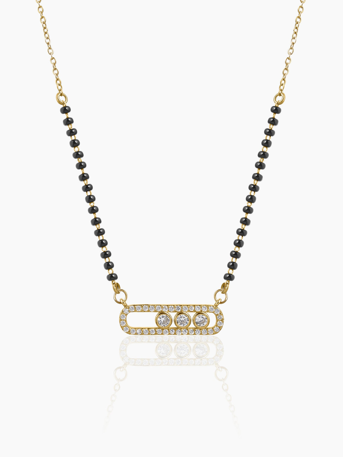 Urmi Diamond Solitaire Bar Frame 14K Gold Plated Mangalsutra