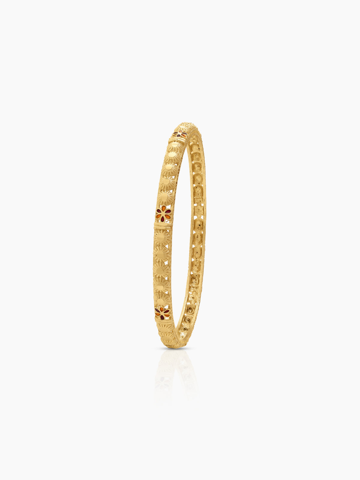 Vaani Sunflower Motif Gold Set Of 4 Women's 2/4, 2/6, 2/8 Bangles