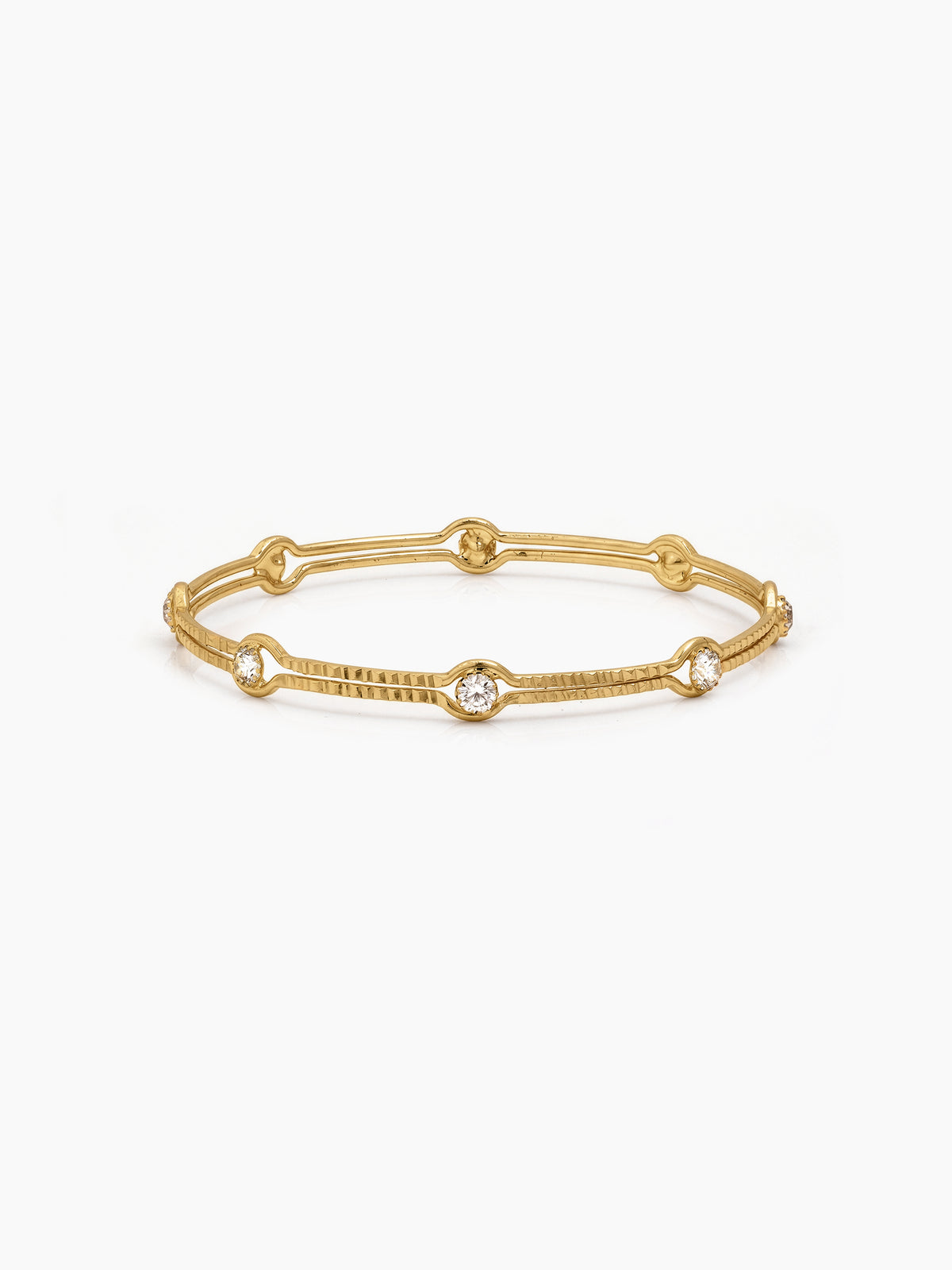 Varsha Link Frame Diamond Solitaire Gold Set Of 2 Women's 2/4, 2/6, 2/8 Bangles