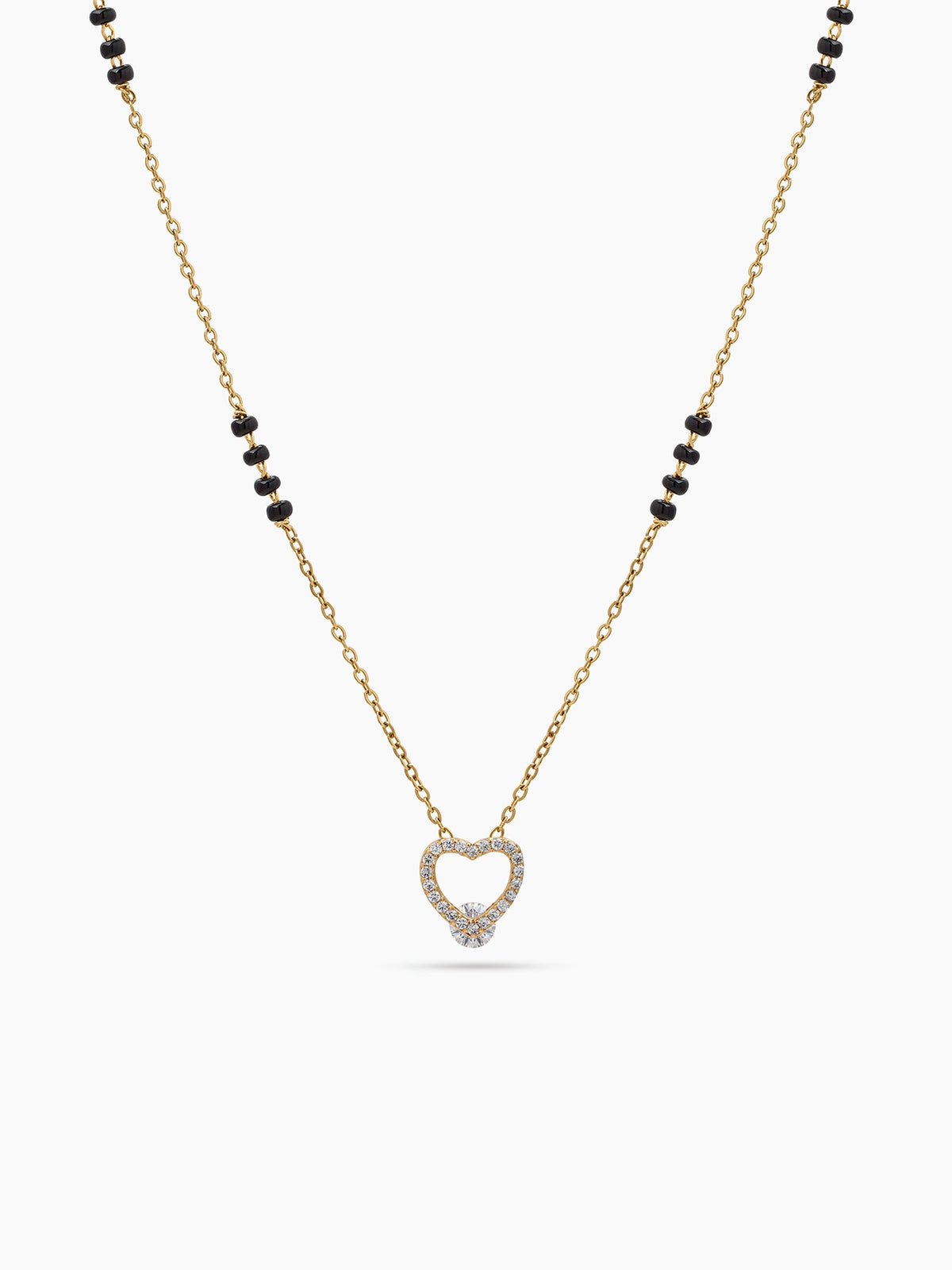 Vihana Heart Diamond Solitaire 18K Gold Plated Women's Chain Pendant Mangalsutra Necklace