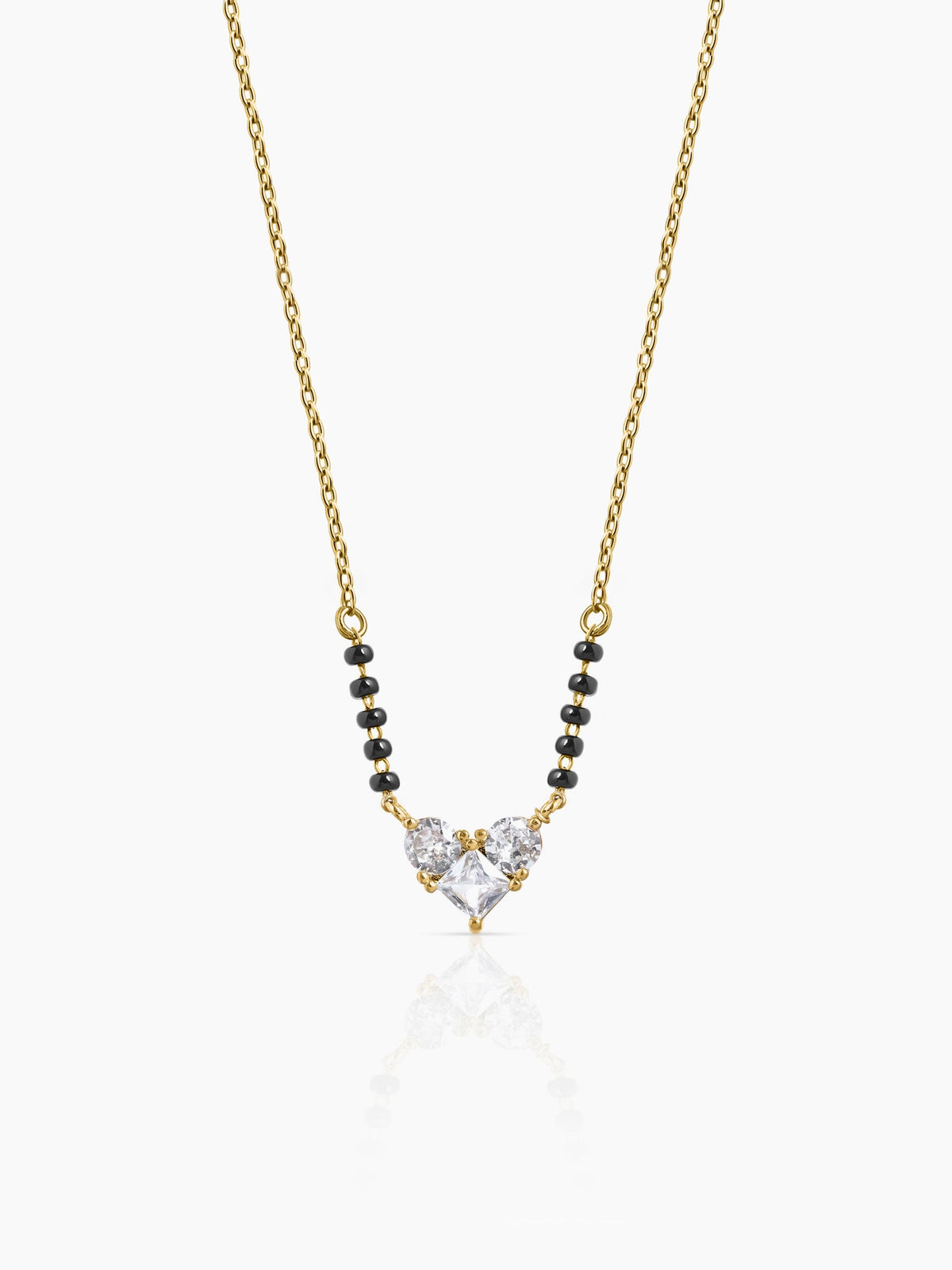 Vritti Heart Diamond Cluster 18K Gold Plated Mangalsutra