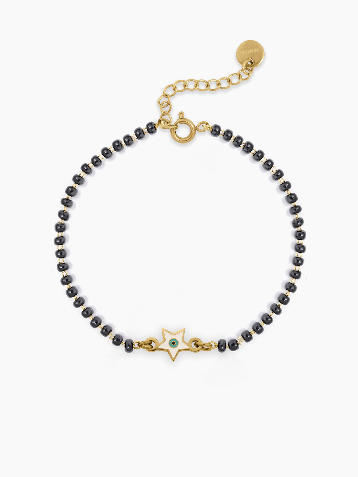 Wish Star Evil Eye Charm 18K Gold Plated Kid's Nazariya Bracelet