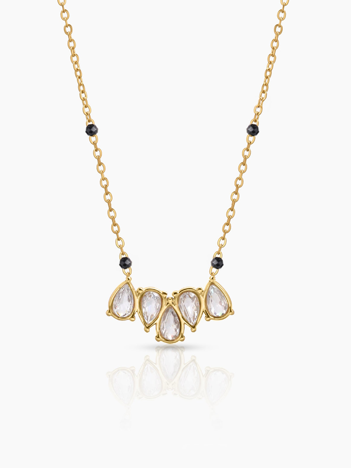 Yunira Diamond Soltaire Pear 18K Gold Plated Cluster Mangalsutra