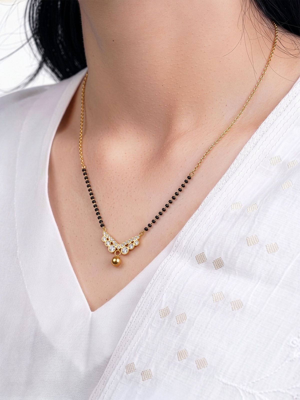 Zenobia Bar Pendant 18K Gold Plated Women's Mangalsutra Necklace