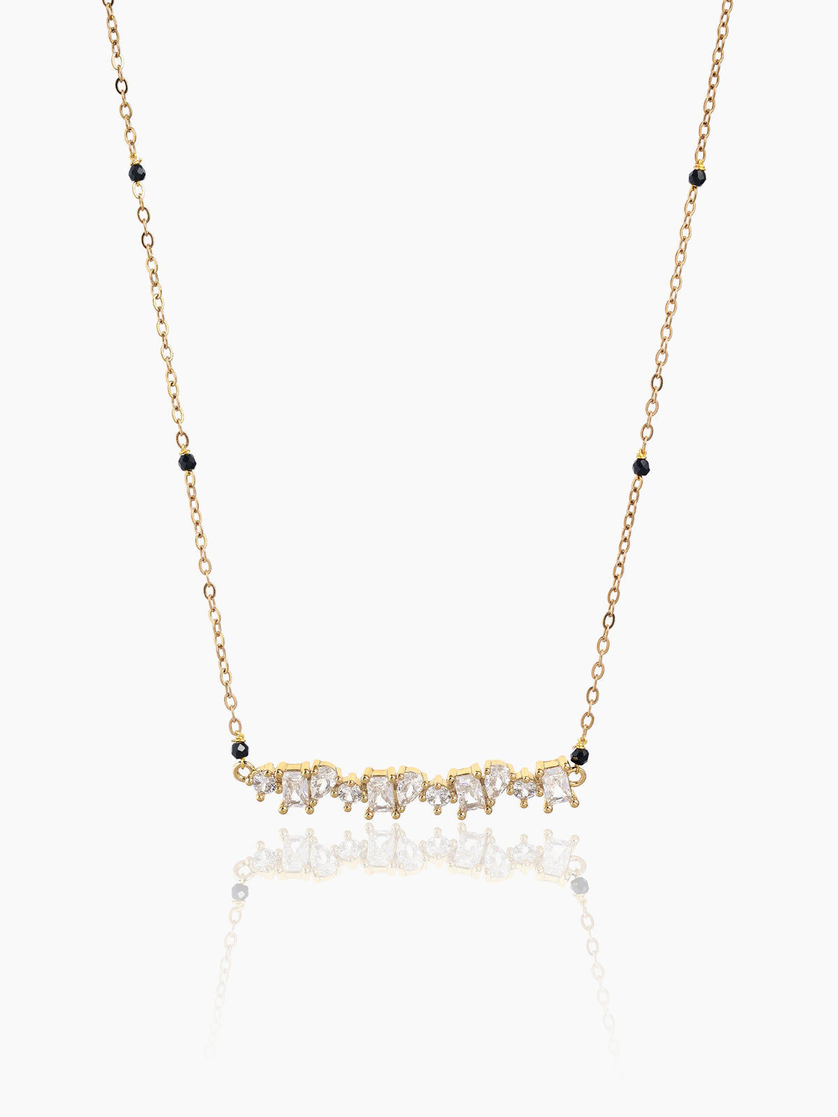 Zivelle Sparkling Diamonds Solitaire Cluster Bar 18K Gold Plated Mangalsutra