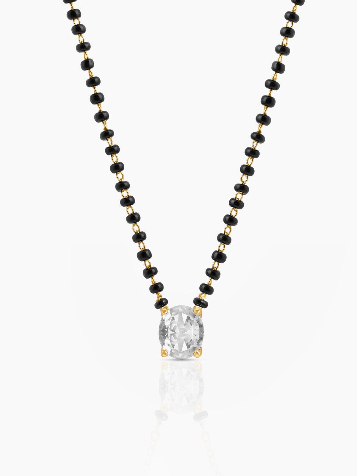 Ishani Oval Diamond Solitaire 18K Gold Plated Mangalsutra