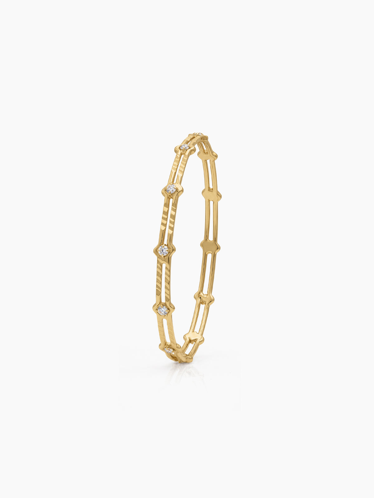 Aarika Link Frame Diamond Solitaire Gold Set Of 2 Women's 2/4, 2/6, 2/8 Bangles
