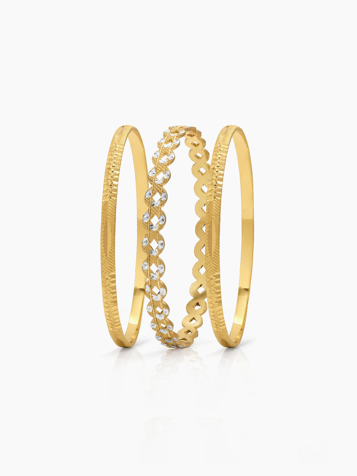 Aarohi Arrow Line, Infinity Link Texture Gold Set Of 6 Women's 2/4, 2/6, 2/8 Bangles
