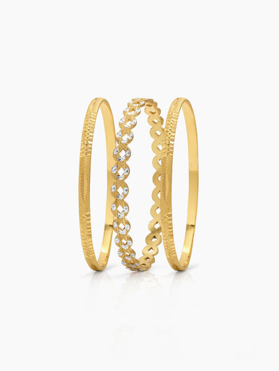 Aarohi Arrow Line, Infinity Link Texture Gold Set Of 6 Women's 2/4, 2/6, 2/8 Bangles
