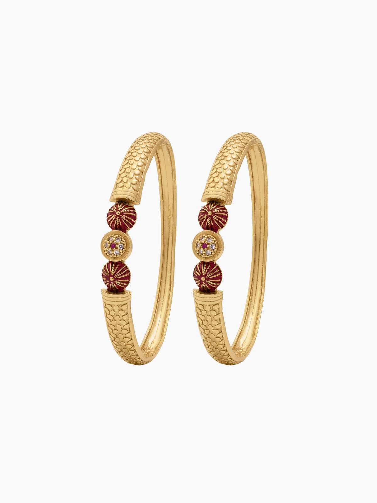 Aaruni Diamond Bead Gold Women's Bangles (Set Of 2)