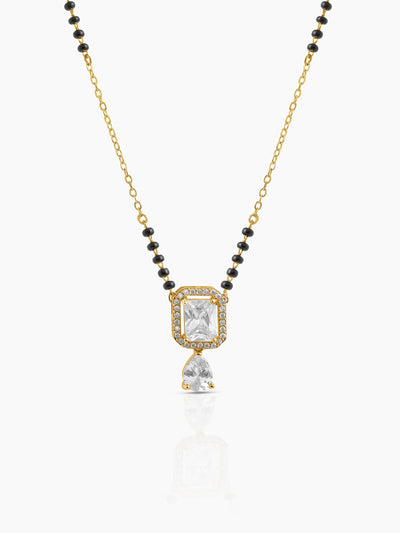 Aarvika Diamond Solitaire Pear Drop 18K Gold Plated Mangalsutra