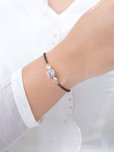 Adia Three Diamond Solitaire18K Gold Plated Mangalsutra Bracelet