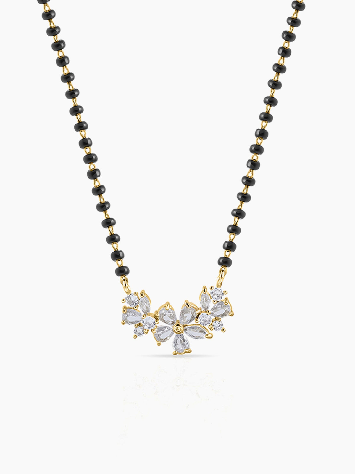 Aira Diamond Floral Cluster 18K Gold Plated Mangalsutra