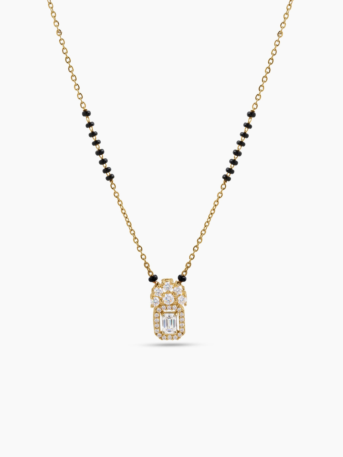 Aksha Noor Diamond Solitaire 18K Gold Plated  Women's Chain Pendant Mangalsutra Necklace
