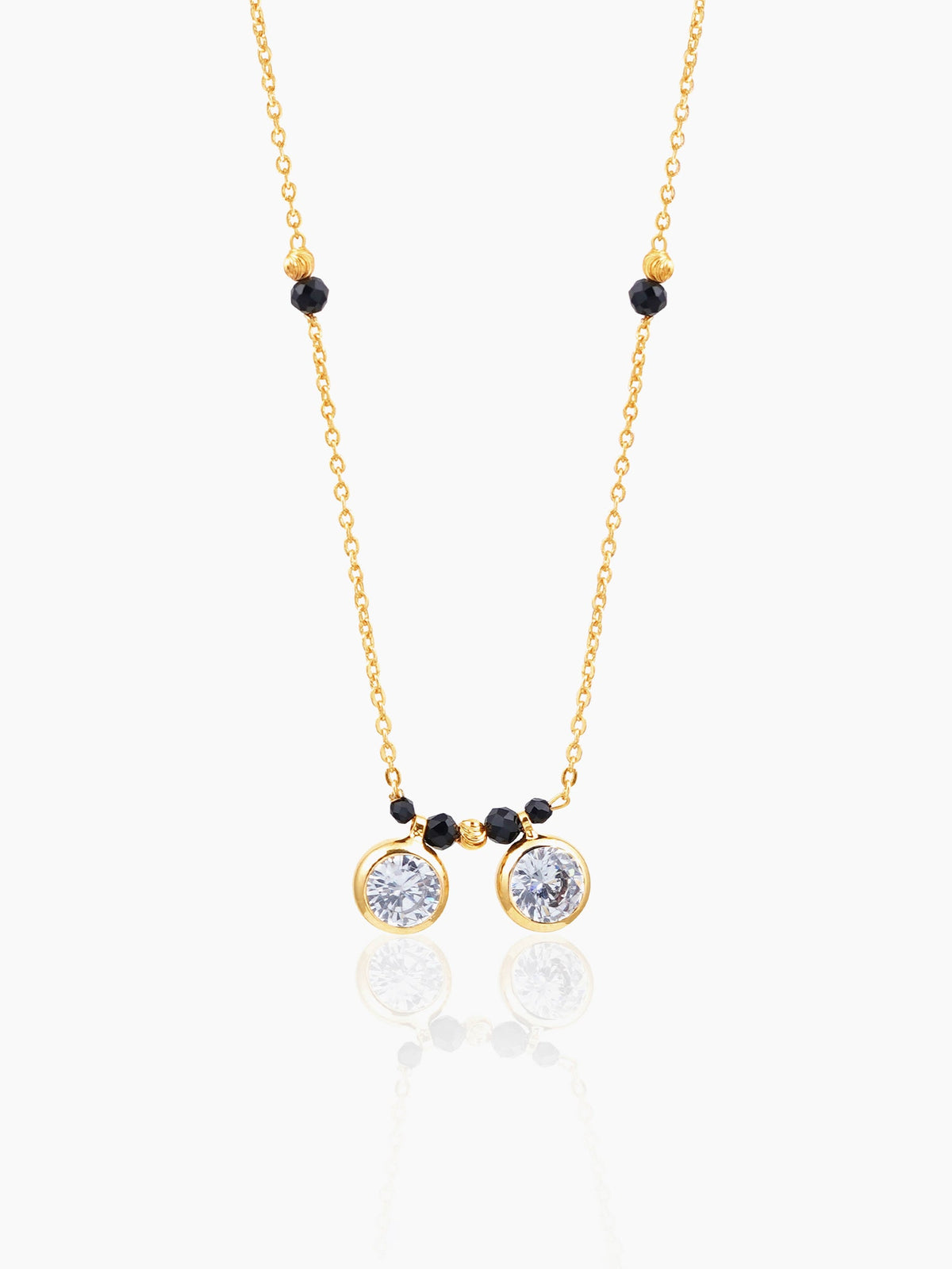 Amira Two Bezel Solitaire Radiant Bond 18K Gold Plated Mangalsutra