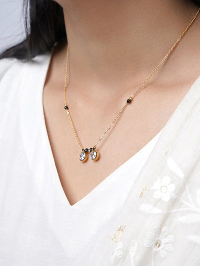 Amira Two Bezel Solitaire Radiant Bond 18K Gold Plated Mangalsutra