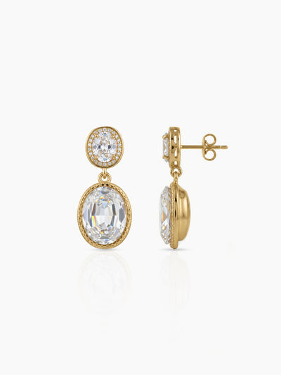 Raavi Oval Solitaire Drop Gold Women's Earrings