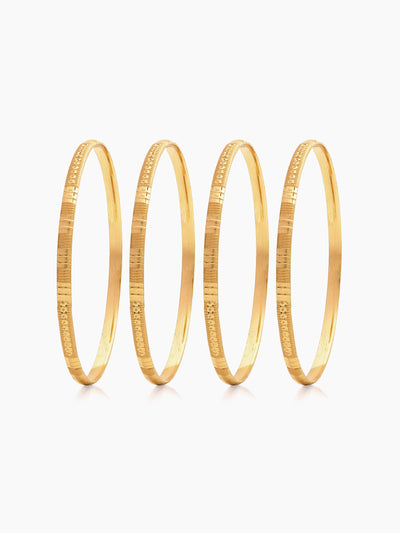Antara Textured Gold 2/4, 2/6, 2/8 Women's Bangles (Set Of 4)