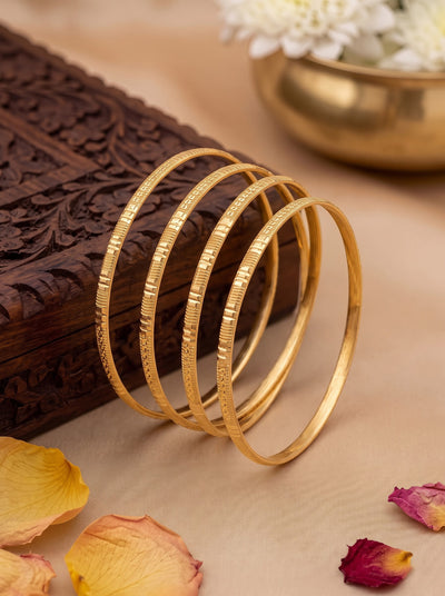 Antara Textured Gold 2/4, 2/6, 2/8 Women's Bangles (Set Of 4)