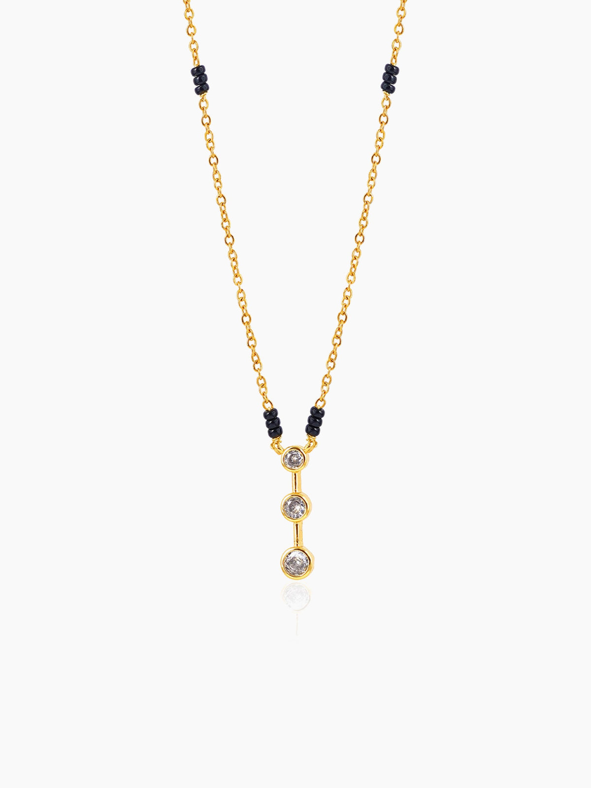 Anvitha Trinity Diamond 18K Gold Plated Pendant Mangalsutra