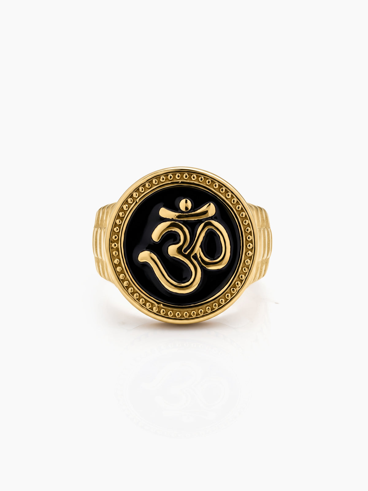 Atharv Black Om Gold Men's Rings 