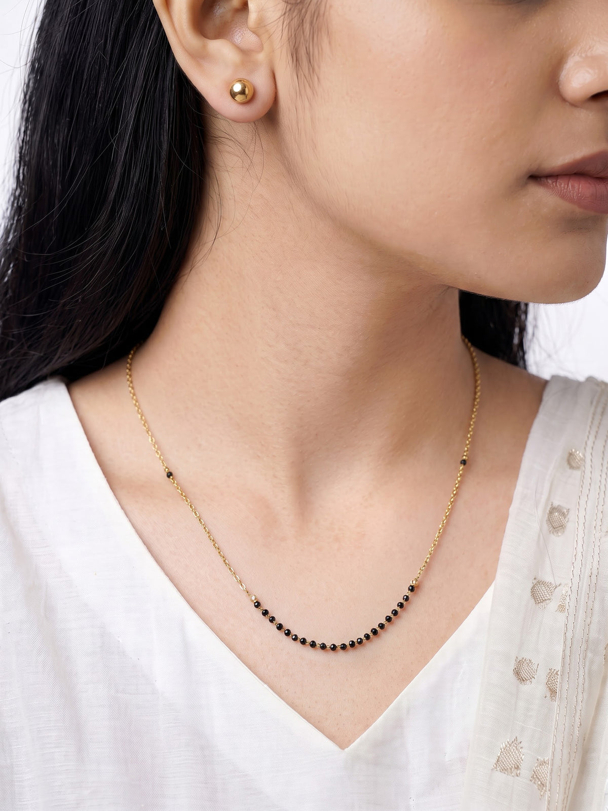 Banari 18K Gold Plated Mangalsutra Jewelry Set Of 2 - Necklace & Earrings - Swashaa