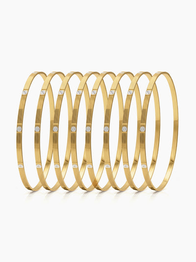 Bhumi Dot Gold Set Of 8 Women's 2/4, 2/6, 2/8 Bangles