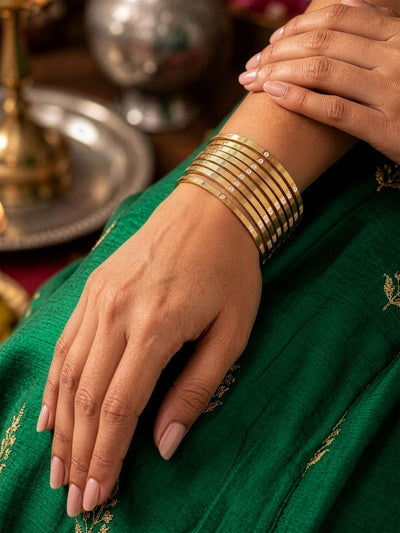 Bhumi Dot Gold Set Of 8 Women's 2/4, 2/6, 2/8 Bangles