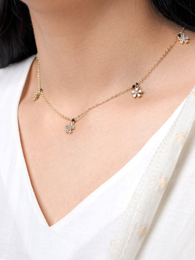 Blossomy Floral CZ Charms 14K Gold Plated Mangalsutra