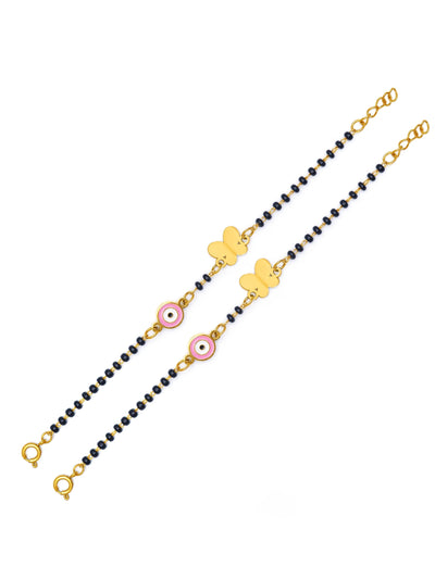Butterfly Shield Charms 18K Gold Plated Kid's Nazariya Loose Bracelet