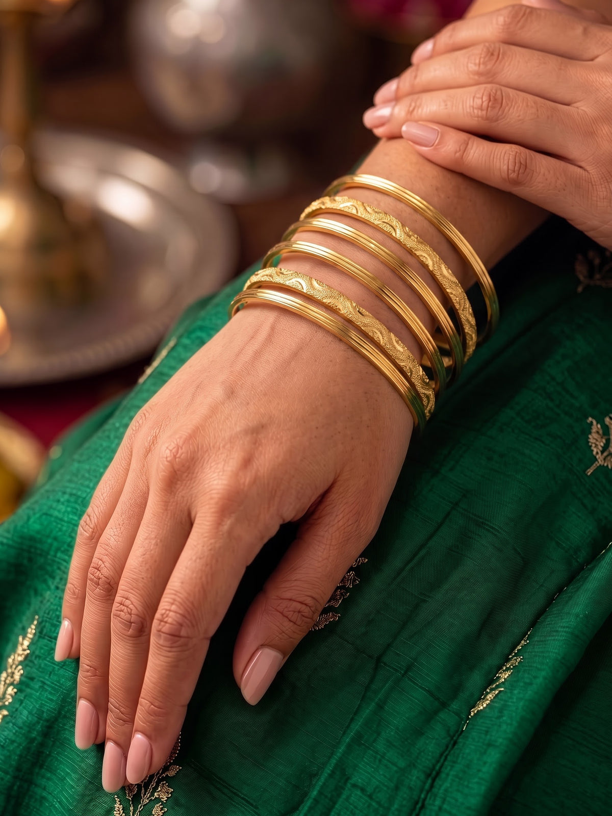 Chitra Textured Gold Women's Bangles (Set Of 6)