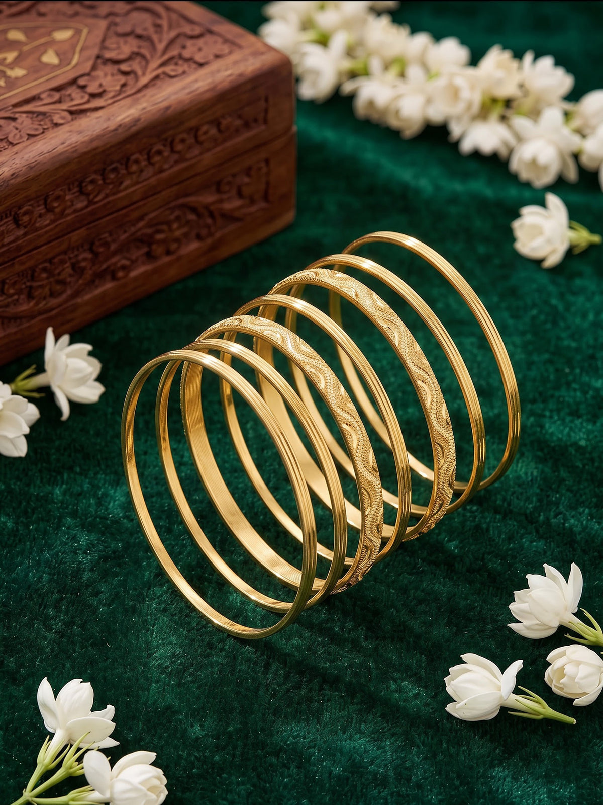 Chitra Textured Gold Women's Bangles (Set Of 6)