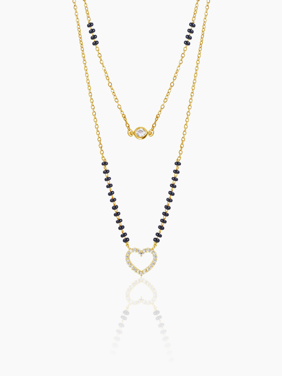 Daiva Double Layered Heart Diamond 18K Gold Plated Mangalsutra