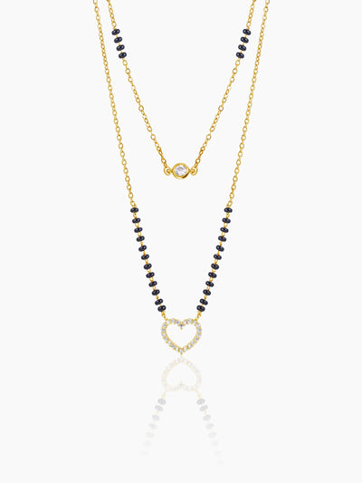 Daiva Double Layered Heart Diamond 18K Gold Plated Mangalsutra