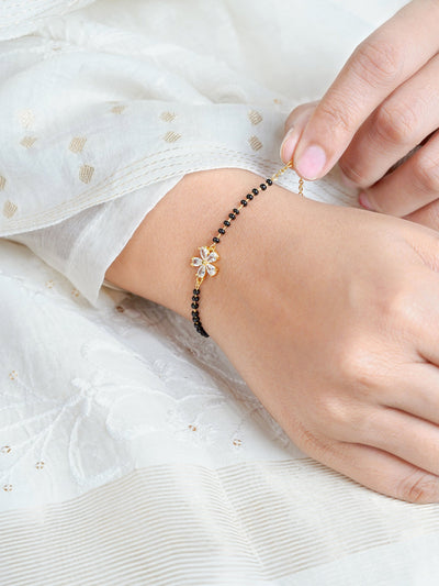 Dayita Floral Diamond Mangalsutra 18K Gold Plated Bracelet