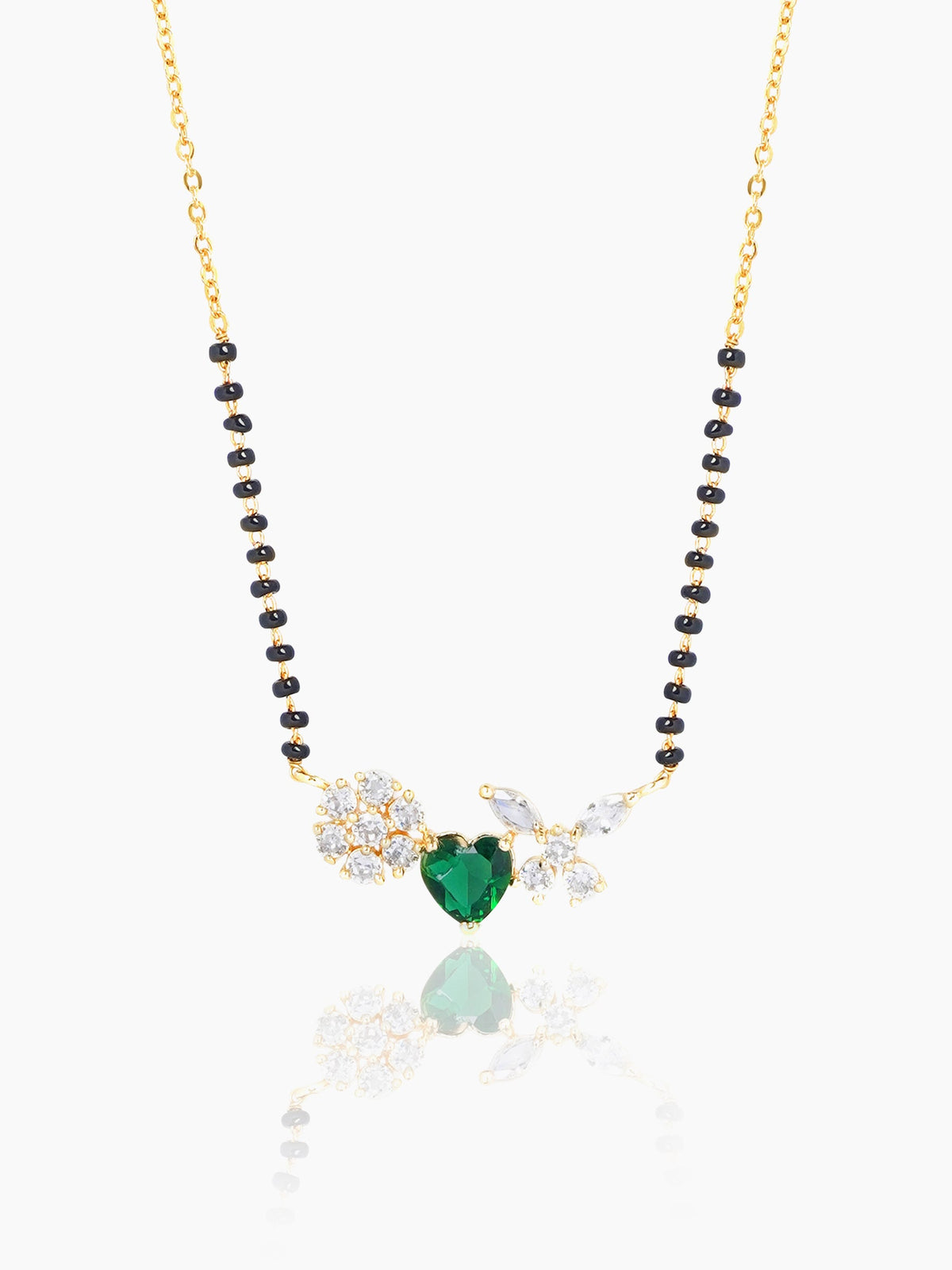 Deesha Emerald Heart 18K Gold Plated Mangalsutra